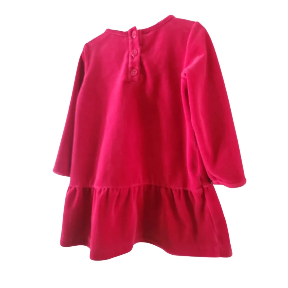 Hanna Andersson Red Dress Size 75 cm / 12-18 mos Drop Waist Long Sleeves Bow